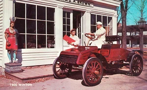 1906 Winton Automobile Cigar Indian Storefront Postcard Car - Picture 1 of 2