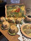 1939  Pinocchio Tray Set 13 Pieces Rare To Find  Teapot Top Only Missing Piece