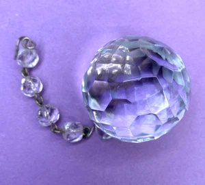Vintage Crystal Ball Prism 1.5” Heavy Faceted Glass Chandelier Ornament - Picture 1 of 5