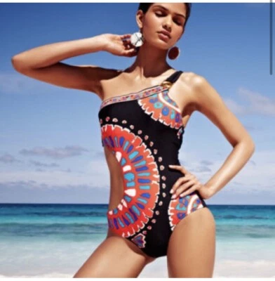 NUEVO CON ETIQUETAS Talla 12 Trina Turk YUCATECA Halter Monokini Traje de Baño Una Pieza Foto 1 de 4