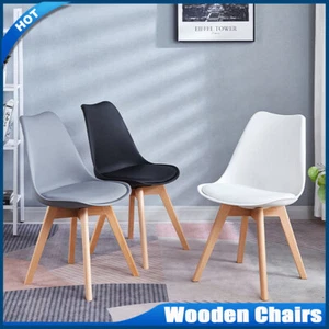 Set of 1/2/4 Dining Chairs Designer Chairs Wooden Home Office Commercial Chair - Picture 1 of 29