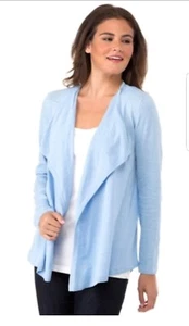 Women's Calvin Klein Mixed Media Flyaway Cardigan Iceberg Size Medium - Picture 1 of 3