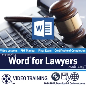 Learn Microsoft WORD FOR LAWYERS 2013 & 2010 Training Tutorial DVD-ROM Course - Picture 1 of 4