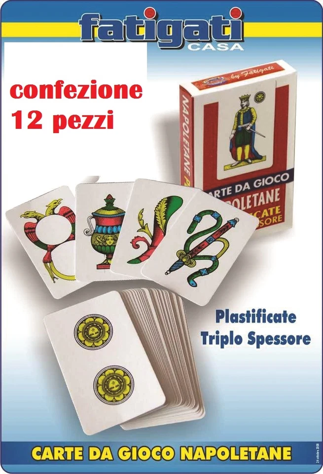 Set 12 Confezioni Carte Da Gioco Napoletane Plastificate Triplo Spessore idea
