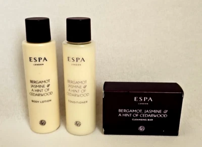 Jabón de bergamota y jazmín ESPA. Loción Corporal 2.54oz y Acondicionador Cabello Lote de 3 Foto 1 de 2