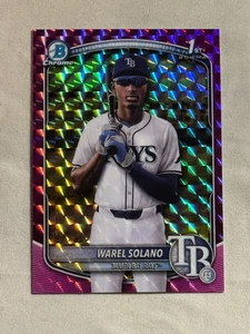 Bowman 2025 cromo fucsia refractor geométrico Warel Solano Rookie RC 1er/299 B - Imagen 1 de 2