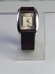 Reloj Fossil Arkitekt Tank Hombre 35mm Tono Plateado Fecha FS-3041 Cuero Batería Nueva - Imagen 1 de 22