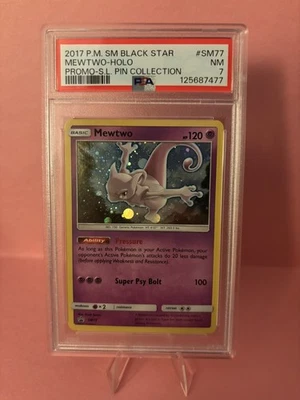2017 MEWTWO HOLO SM77 PROMO SHINING LEGENDS PIN COLLECTION PSA 7! - Image 1 of 4