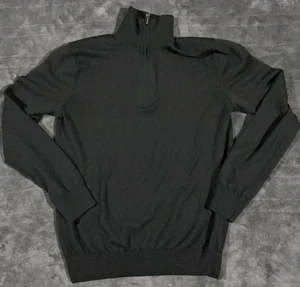 Maglione Gap Uomo XS Nero Extra Fine Lana Merino Mezza Zip Pullover Leggero - Foto 1 di 14