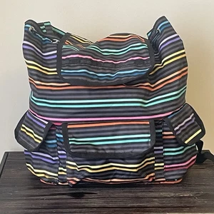 LeSportsac Large Voyager Multicolor Stripe Nylon Backpack EUC - Picture 1 of 12