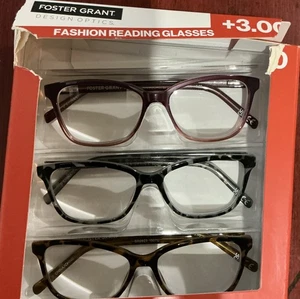 Foster Grant Reading 3 Pack- Glasses +3.00 NEW - Picture 1 of 1