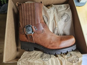 New rock alaska cuero low biker boots size 8 - Picture 1 of 9