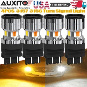 4 PCS 3157 3156 LED DRL Switchback Turn Signal Parking Light Bulbs White Amber - Imagen 1 de 15