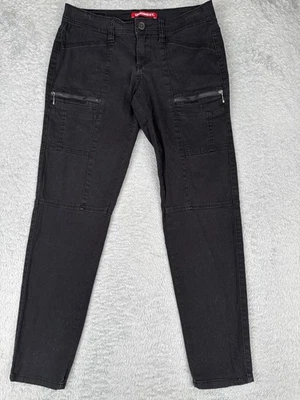 Pantalones de mezclilla Unionbay para mujer 5 negros cargo ajustados elásticos bolsillos con cremallera tiro medio Foto 1 de 4