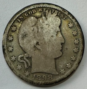 Cuarto de dólar de barbero 1898-O, sin certificación, sin precio base - Imagen 1 de 2