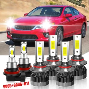 6Pcs For Honda Accord 2006-2012 LED Headlight High Low Beam+ Fog Light Bulbs - Picture 1 of 11