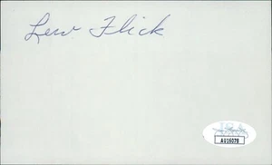 Lew Flick Philadelphia Athletics Signed 3x5 Index Card JSA Authenticated - Picture 1 of 2