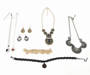 Vintage Set Boho Chic Halskette Ohrringe Gypsy Celestial Grunge Y2K - Bild 1 von 18