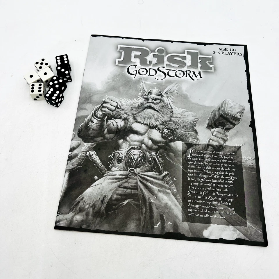 2004 Risk Godstorm Board Game Replacement Parts Instruction Booklet Rules 8 Dice - Image 1 of 2