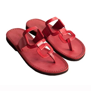 MADE IN ITALY | Damen Sandalen Meer bunt ECHT LEDER ägyptisch rot - Bild 1 von 3