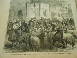 Gravure 1877 - Constantinople La vente des moutons quartier de Stamboul - Picture 1 of 1