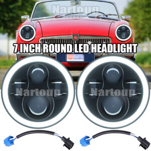 DOT Pair Led 7inch Round Headlights Headlamp High/Low Bulbs for MG MGB 1969-1981