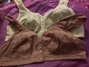Set of two Bralettes 4 Front Snaps NWOT purple, off-white NWOT 31" band - Picture 1 of 3