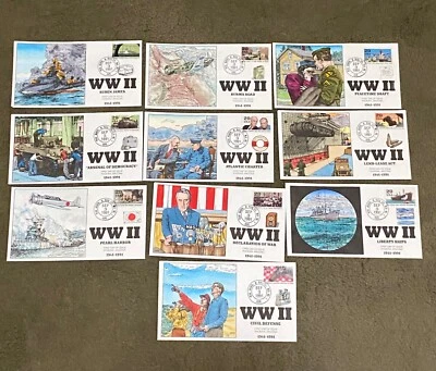 US FDC Collins Hand-Painted #2559 a-j Set 10 WWII Series  1991 - Image 1 of 4