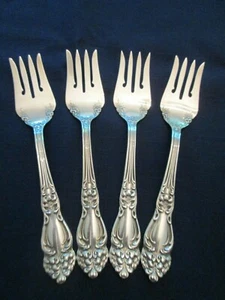 SET 4 INDIVIDUAL SALAD FORKS Vintage REED & BARTON silverplate TIGER LILY exc - Picture 1 of 6