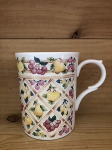 Staffordshire England Kingsbury Fine Bone China Coffee Tea Cup Mug Grapes Pears - Picture 1 of 9