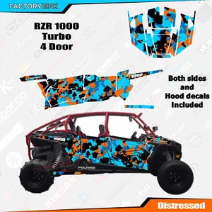 Orange Crush Distressed Camo Graphic kit fit Polaris RZR 1000 Turbo 4 Door 14-18 - Picture 1 of 2