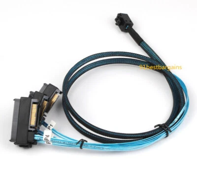 Mini SAS SFF-8643 36pin to 4 SAS SATA SFF-8482 Power with Signal Cable 100CM @ - Image 1 of 4