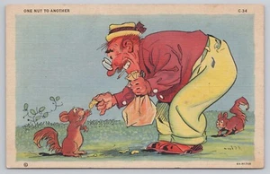 Comic Postcard Ray Walters: Man Feeding Squirrels, One Nut To Another - Picture 1 of 2