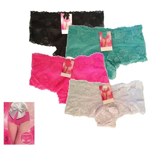2 x Ladies Lace French Hipster Knickers Briefs Lacy Underwear Boxer Boy Short - Picture 1 of 6
