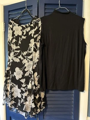 Charter Club Silk Floral Black White Skirt 16W, Anne Klein, Hot Cotton Blouses - Image 1 of 4