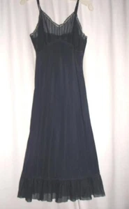 Vintage Rogers Navy Blue Size 36 Bust Slip with Sheer Trim Nylon Tricot - Picture 1 of 3
