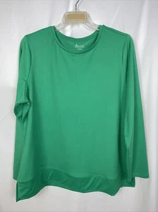 Denim & Co. Lux Jersey Langarm Top Hi Low Hem Gr. XL Grün B26*N - Bild 1 von 5