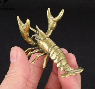 Brass Crayfish Pen Holder Animal Statue Small Tabletop Figurine Home Decor Gifts - Image 1 of 4