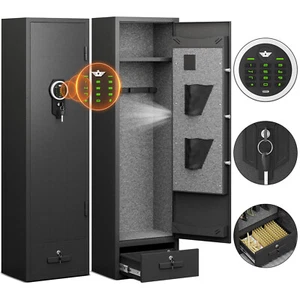 4-5 Gun Safe with Drawer, Quick Access Digital Gun Safe Shotgun Safe with Shelf - Picture 1 of 7