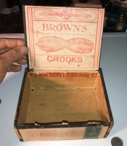 Caja de cigarros rara 1909 Brown’s Crooks Corning Ny - Imagen 1 de 7