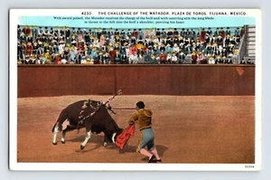 Postcard Mexico Baja California Tijuana Bull Fight 1930s Unposted White Border - Picture 1 of 2