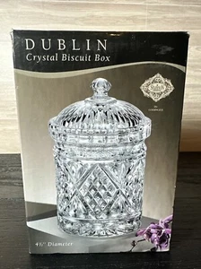 Vintage Shannon Dublin 24% Lead Crystal Biscuit Candy Cigarette Jar With Lid - Picture 1 of 4
