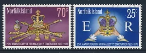 1978 NORFOLK ISLAND QEII CORONATION 25th ANNIVERSARY SET OF 2 FINE USED/CTO - Picture 1 of 1