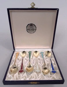 Georg Jensen USA Lauridsen  Demitasse Spoons Danish Sterling Silver Enamel - Picture 1 of 12