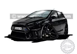 Focus RS MK3 Karikatur Auto Kunst Cartoon A4 Druck schwarz ideal personalisiertes Geschenk - Bild 1 von 2