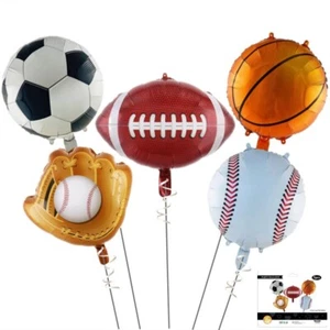 5PCS Basketball Football Rugby Baseball Foil Balloon Set Sports Theme Birthday - Picture 1 of 6