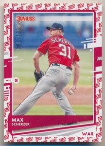 MAX SCHERZER 123 2020 Panini Donruss ONE HUNDRED EMOJI VARIATION 5/100 NATIONALS