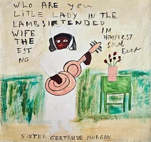 Gertrude Morgan Signed Folk Art Painting on Canvas– African American Religious - Picture 1 of 5
