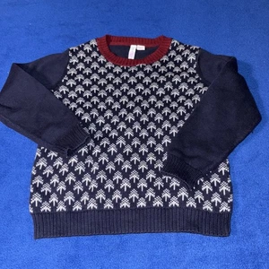 Suéter Janie And Jack Fair Isle Tejido Cuello Redondo Niños Talla 4 Azul Marino Marrón - Imagen 1 de 5