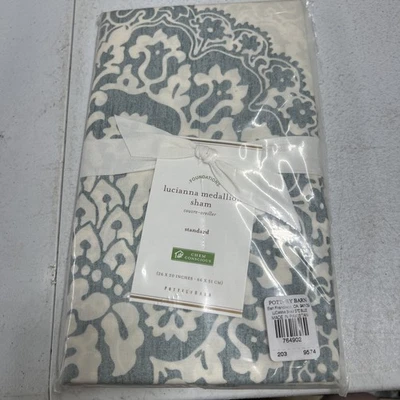 Pottery Barn Lucianna Medallion Percale Sham BLUE New In Package 26 x 20 - Image 1 of 3